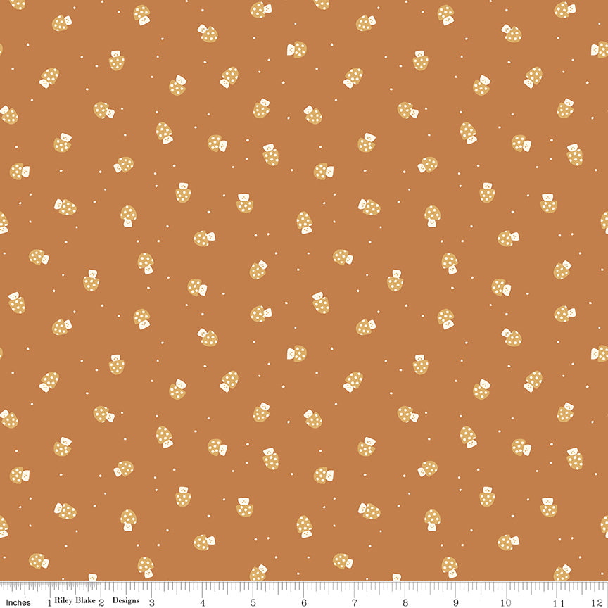 Faraway Kingdom Quilt Fabric - Mushroom Cheer in Earth Brown - C17435-EARTH