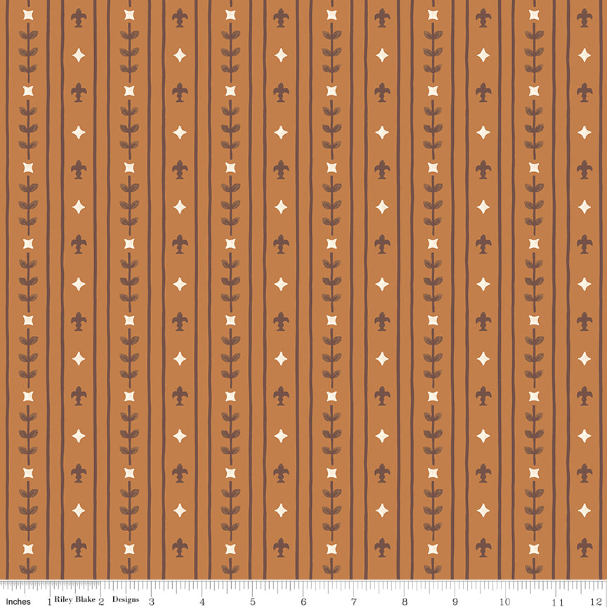 Faraway Kingdom Quilt Fabric - Royal Stripe in Earth Brown - C17433-EARTH
