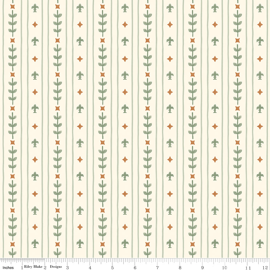 Faraway Kingdom Quilt Fabric - Royal Stripe in Sand Cream - C17433-SAND