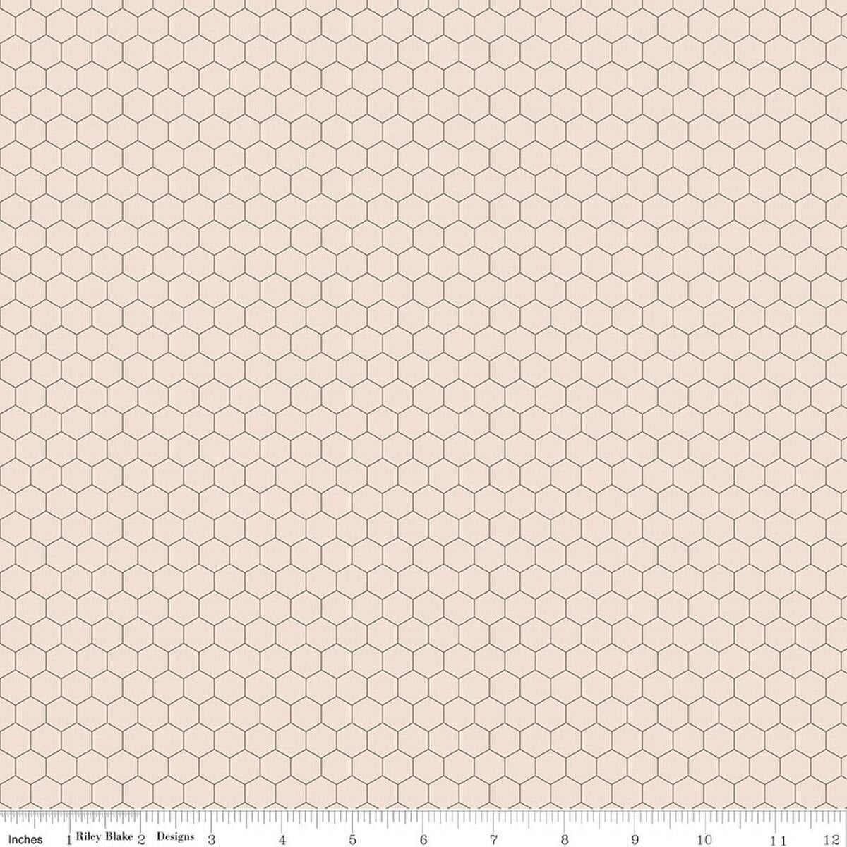 Farmer's Daughter Quilt Fabric by Lori Holt - Chicken Wire in Cream/Gray - C17186