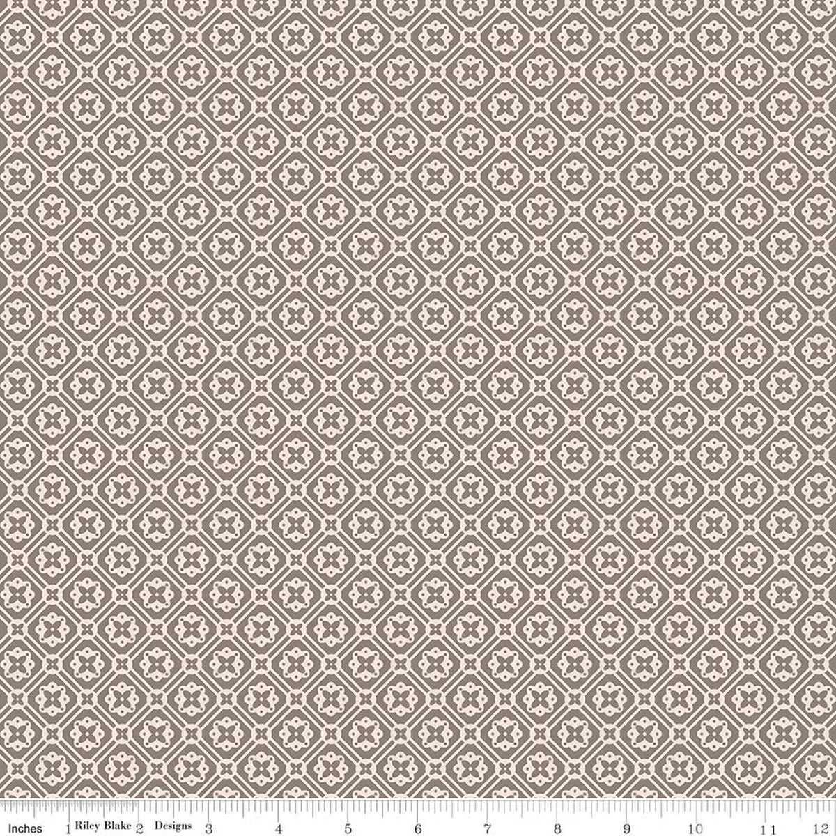 Farmer's Daughter Quilt Fabric by Lori Holt - Rustic Doily in Taupe/Cream - C17169