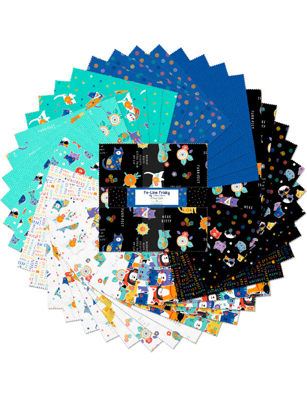 Fe-Line Frisky Quilt Fabric - 10 Karat Crystals set of 42 10" squares - 518 871 518