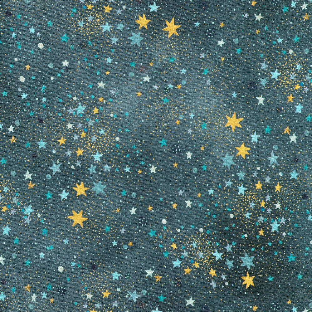 Festive Delight Quilt Fabric - Stars in Shadow Blue/Gray - AWMD-23870-304 SHADOW
