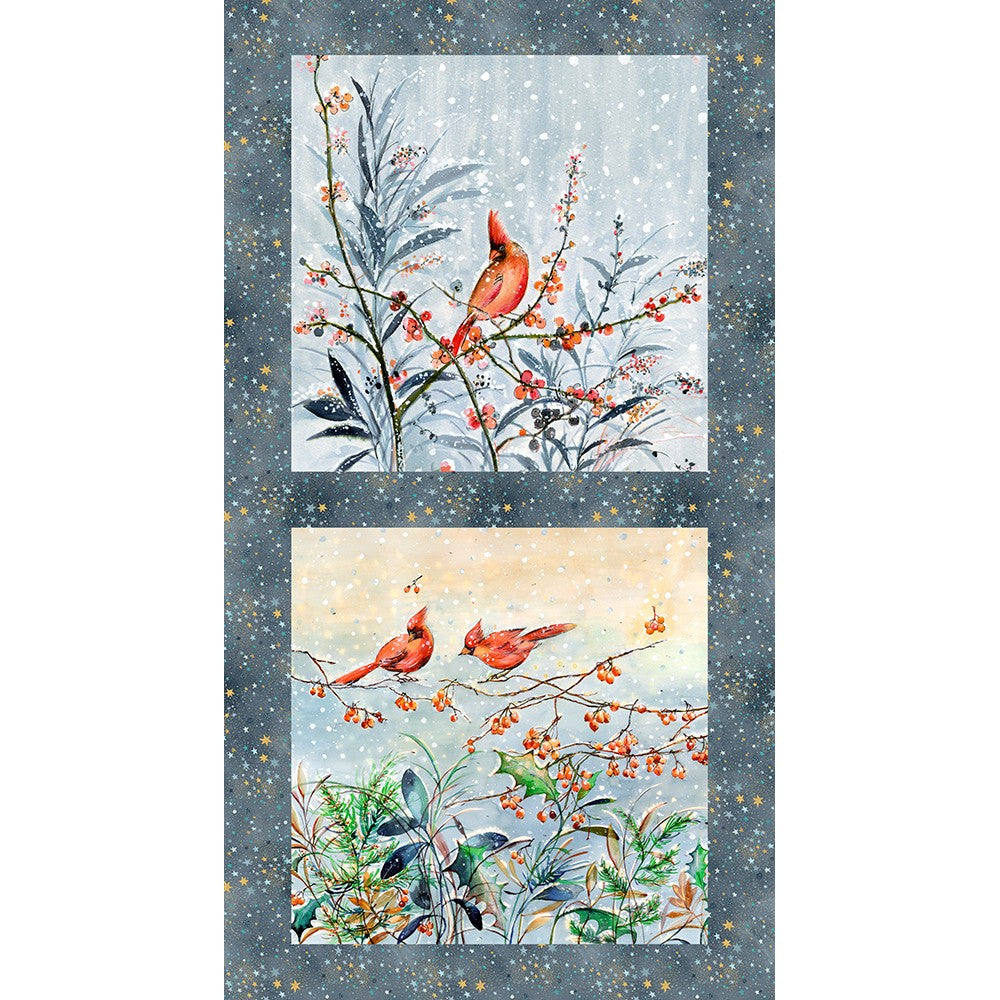 Festive Delight Quilt Fabric - Pillow Panel in Winter - AWMD 23860-277 WINTER - SOLD AS A 24" PANEL