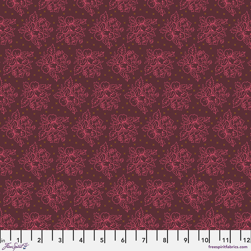 Field Study Quilt Fabric - Thicket in Calm (Burgundy) - PWSK071.CALM