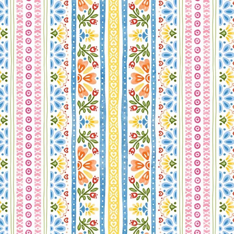 Fiesta Quilt Fabric - Party Stripe in White Multi - DC10851-WHIT-D