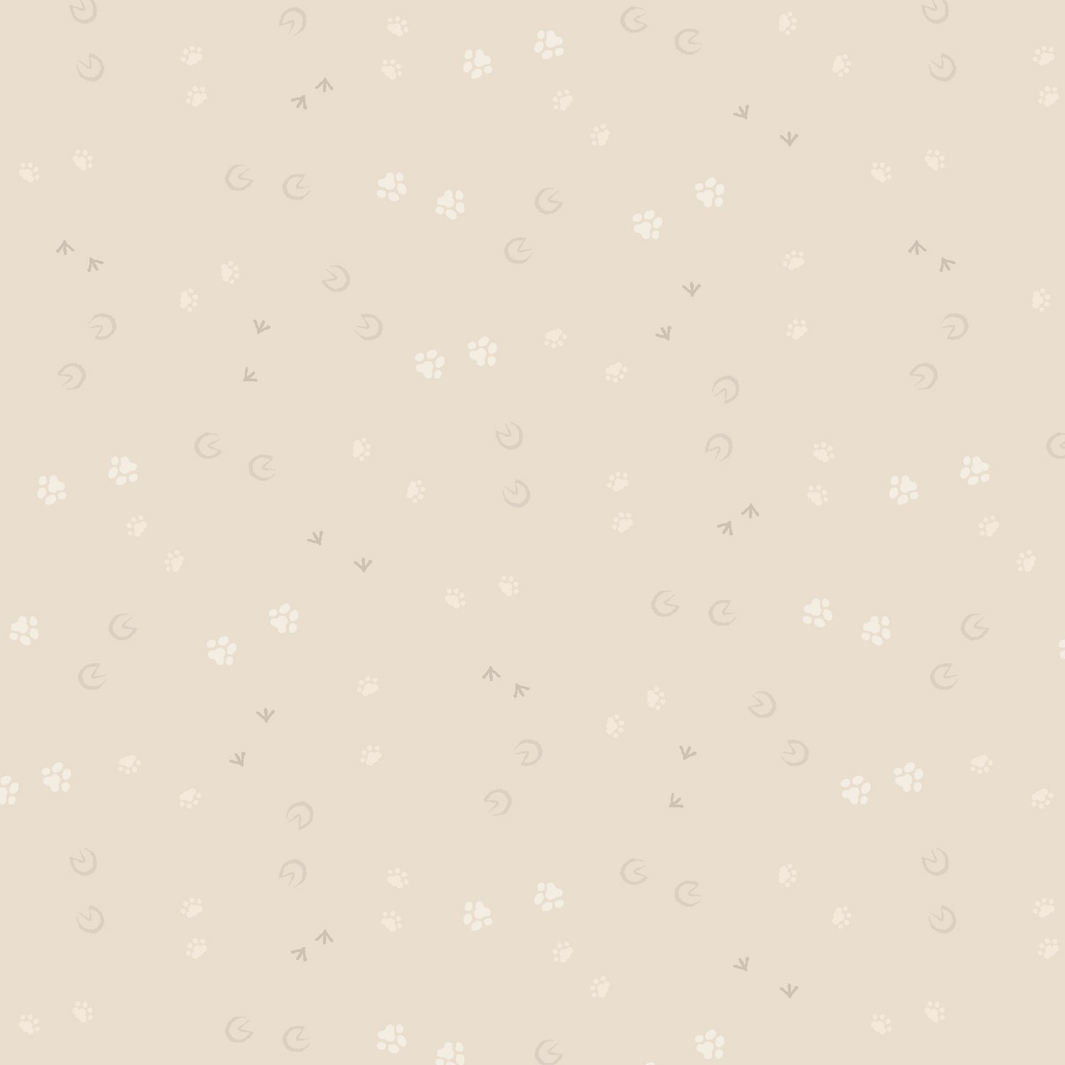 Finishing Touches Quilt Fabric - Pitter Patter (Animal Tracks) in Champagne Cream - RJ6044-CH1