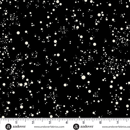 Fizz Quilt Fabric - Dots on Manhattan Black/White - A-1344-K