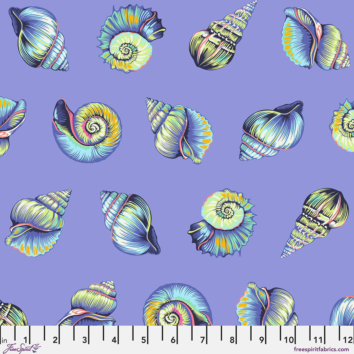 Floral Reef Quilt Fabric by Tula Pink - Lil Shelly in Marine Blue - PWTP266.MARINE
