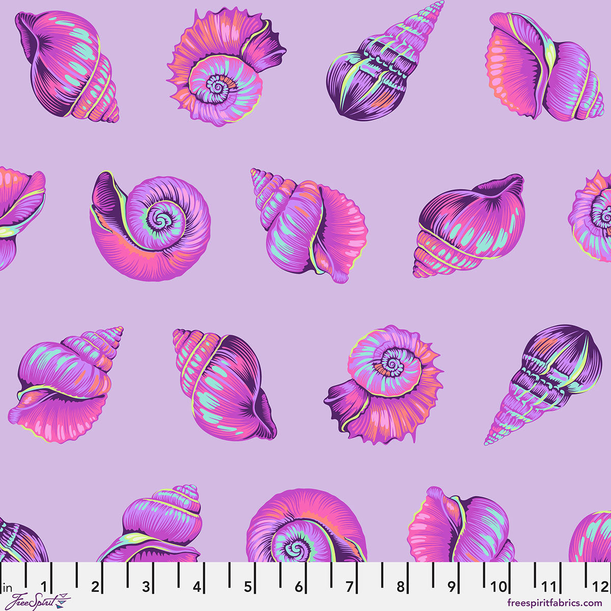 Floral Reef Quilt Fabric by Tula Pink - Lil Shelly in Ultraviolet Purple - PWTP266.ULTRAVIOLET