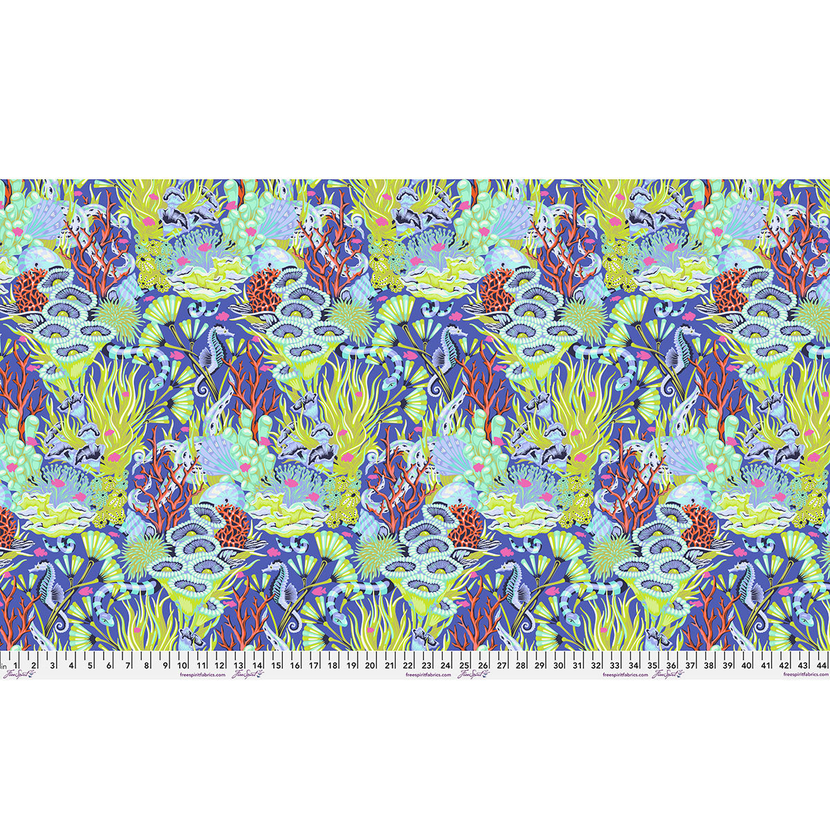 Floral Reef Quilt Fabric by Tula Pink - Reef What You Sew in Marine Blue/Green - PWTP264.MARINE
