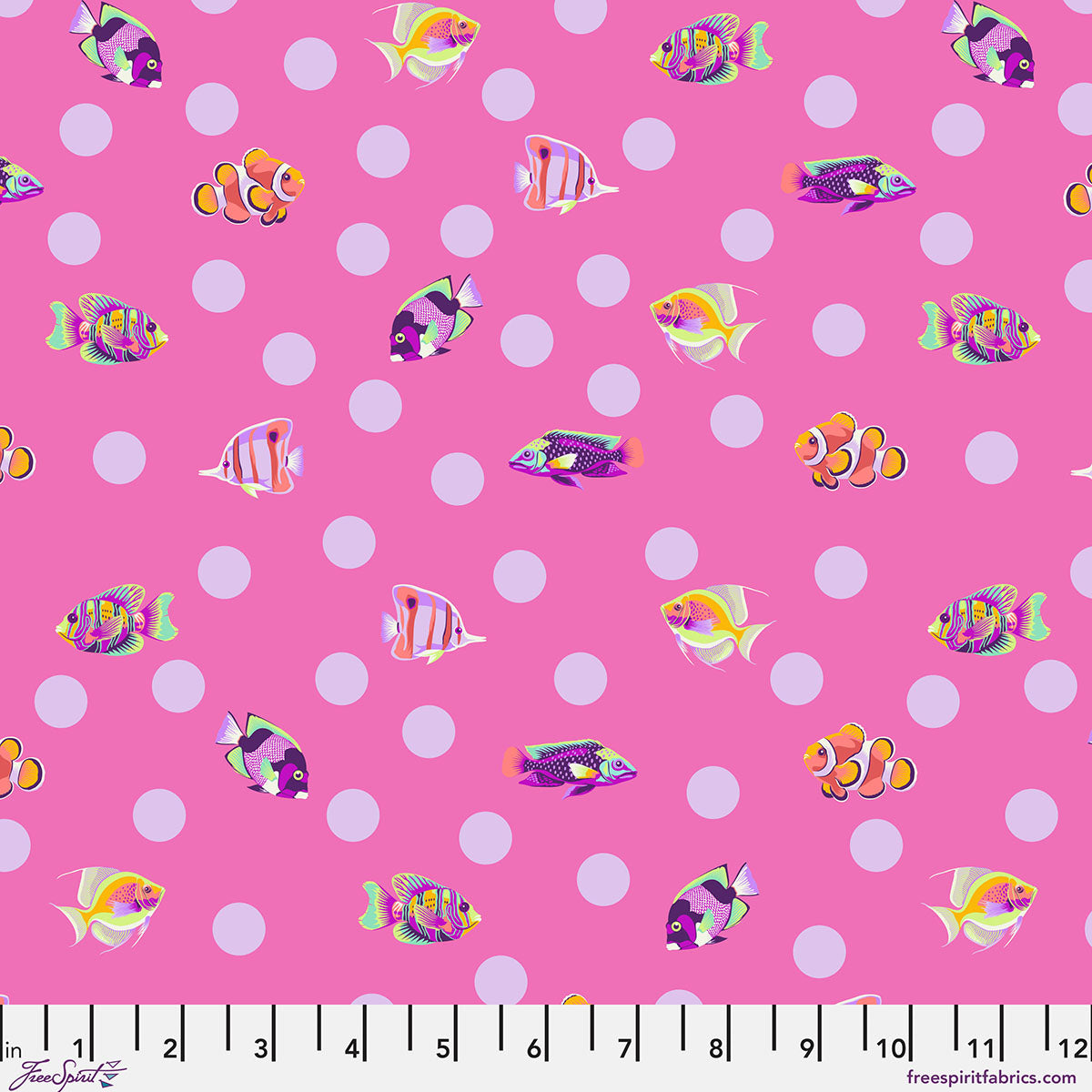 Floral Reef Quilt Fabric by Tula Pink - School Crossing in Delphine Pink - PWTP268.DELPHINE
