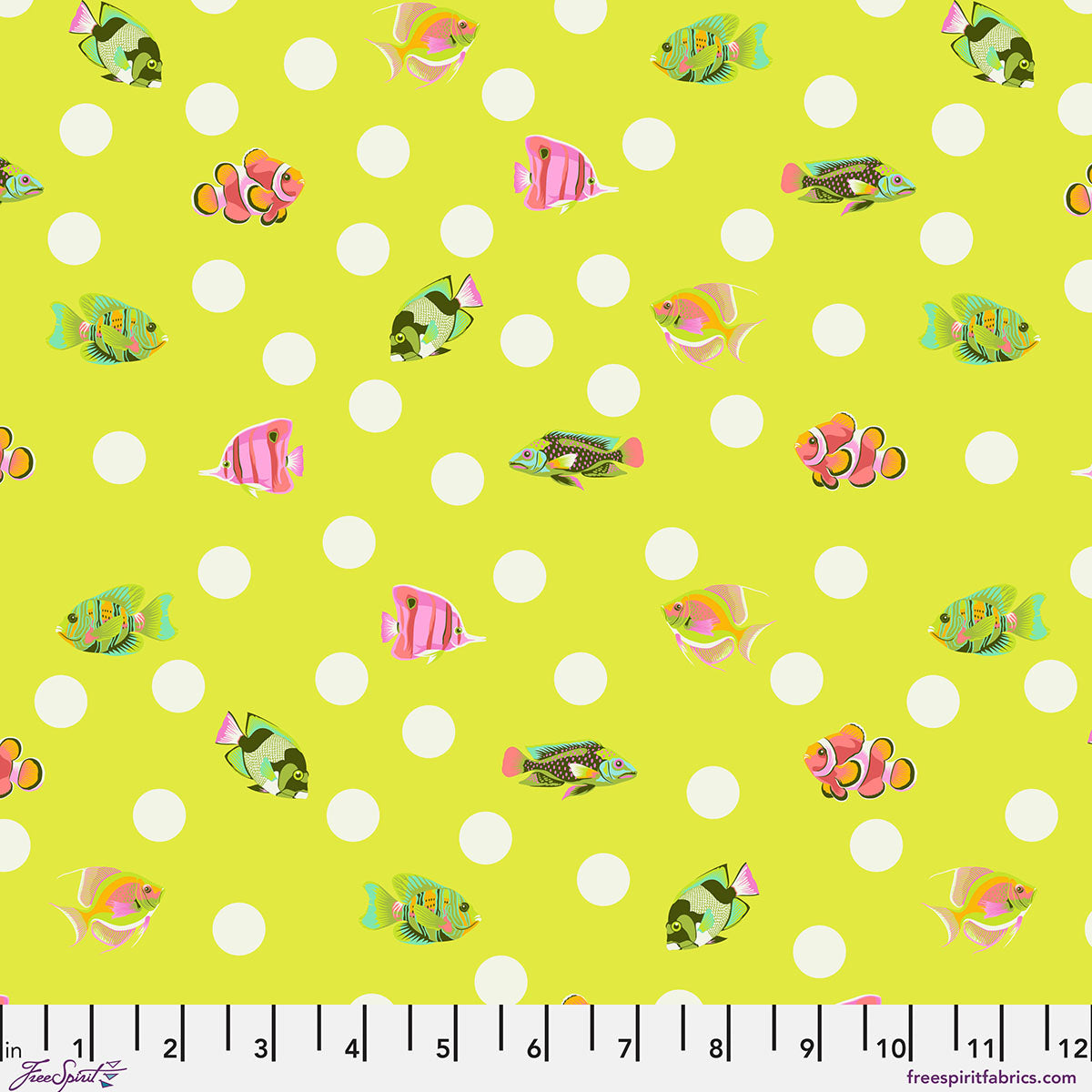 Floral Reef Quilt Fabric by Tula Pink - School Crossing in Seagrass Green - PWTP268.SEAGRASS