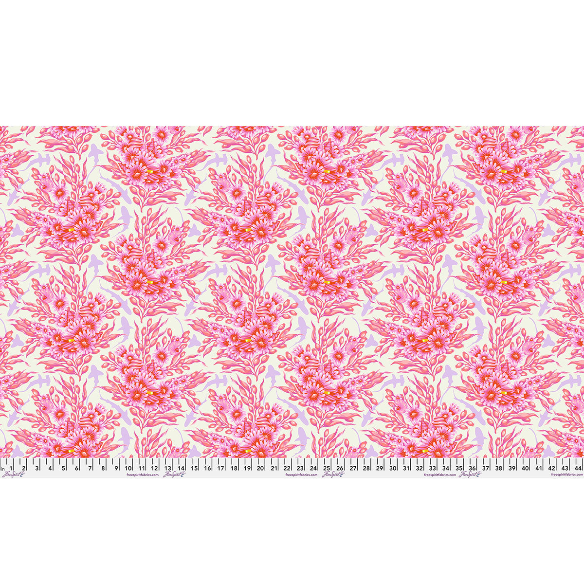 Floral Reef Quilt Fabric by Tula Pink - Shadow Shark in Delphine White/Pink - PWTP267.DELPHINE
