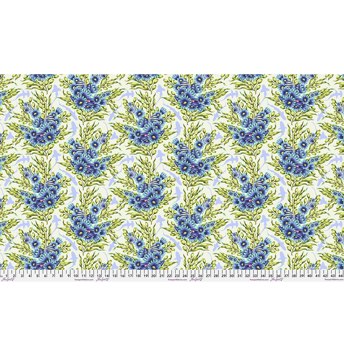Floral Reef Quilt Fabric by Tula Pink - Shadow Shark in Marine Blue - PWTP267.MARINE