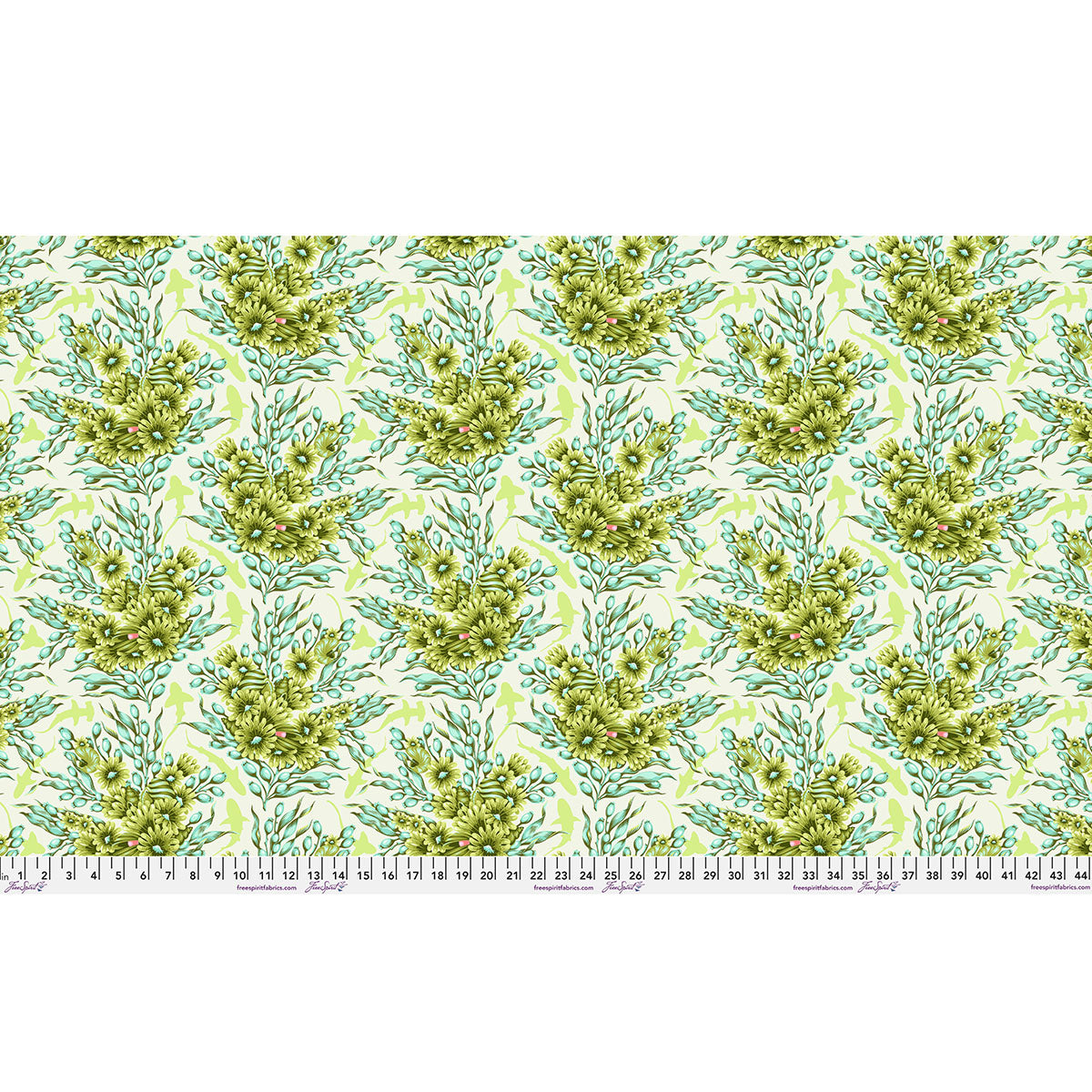 Floral Reef Quilt Fabric by Tula Pink - Shadow Shark in Seagrass Green - PWTP267.SEAGRASS