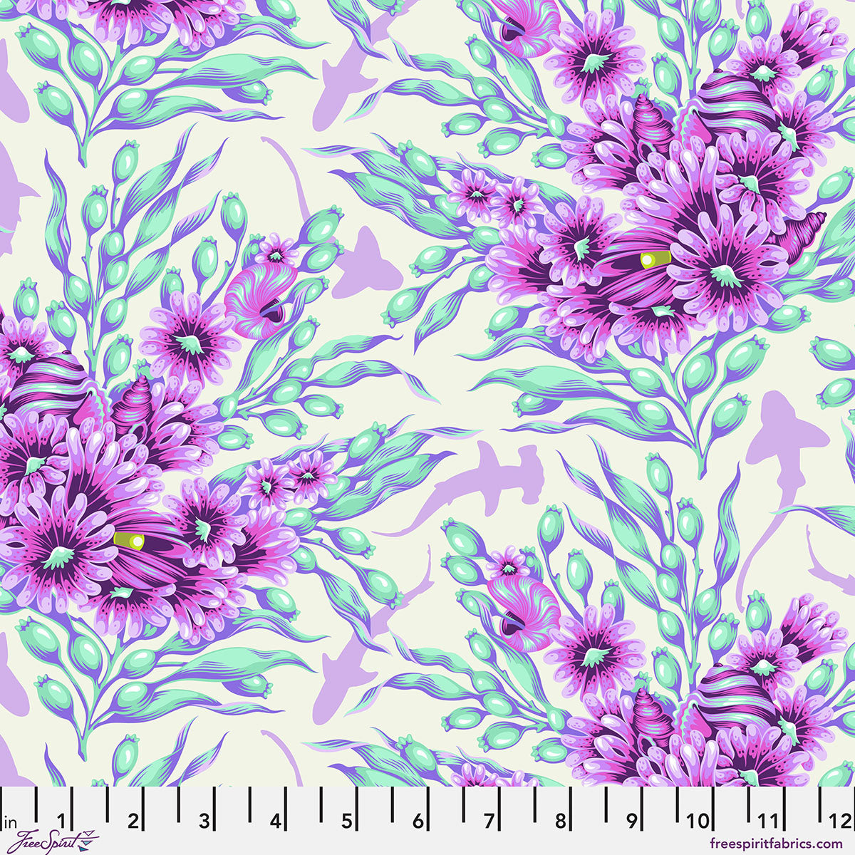 Floral Reef Quilt Fabric by Tula Pink - Shadow Shark in Ultraviolet Purple - PWTP267.ULTRAVIOLET
