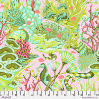 Floral Reef Quilt Fabric by Tula Pink - Reef What You Sew in Coralline Pink/Green - PWTP264.CORALLINE