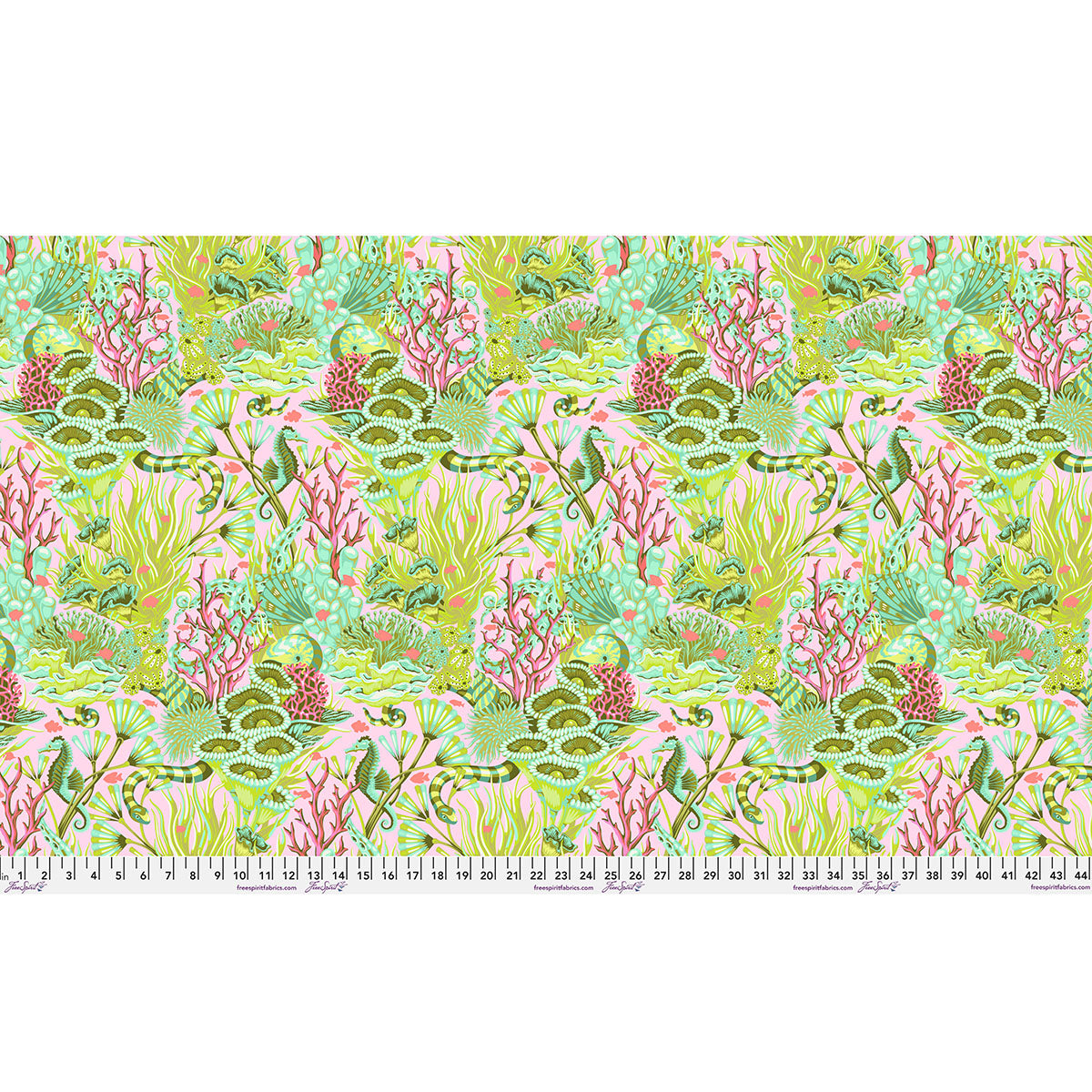 Floral Reef Quilt Fabric by Tula Pink - Reef What You Sew in Coralline Pink/Green - PWTP264.CORALLINE
