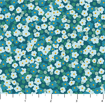 Florescence Quilt Fabric - Blossoms Ditsy Floral in Teal - 90991-64