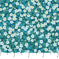 Florescence Quilt Fabric - Blossoms Ditsy Floral in Teal - 90991-64