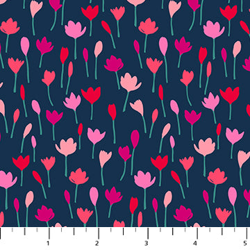 Florescence Quilt Fabric - Crocus in Navy Blue - 91005-49