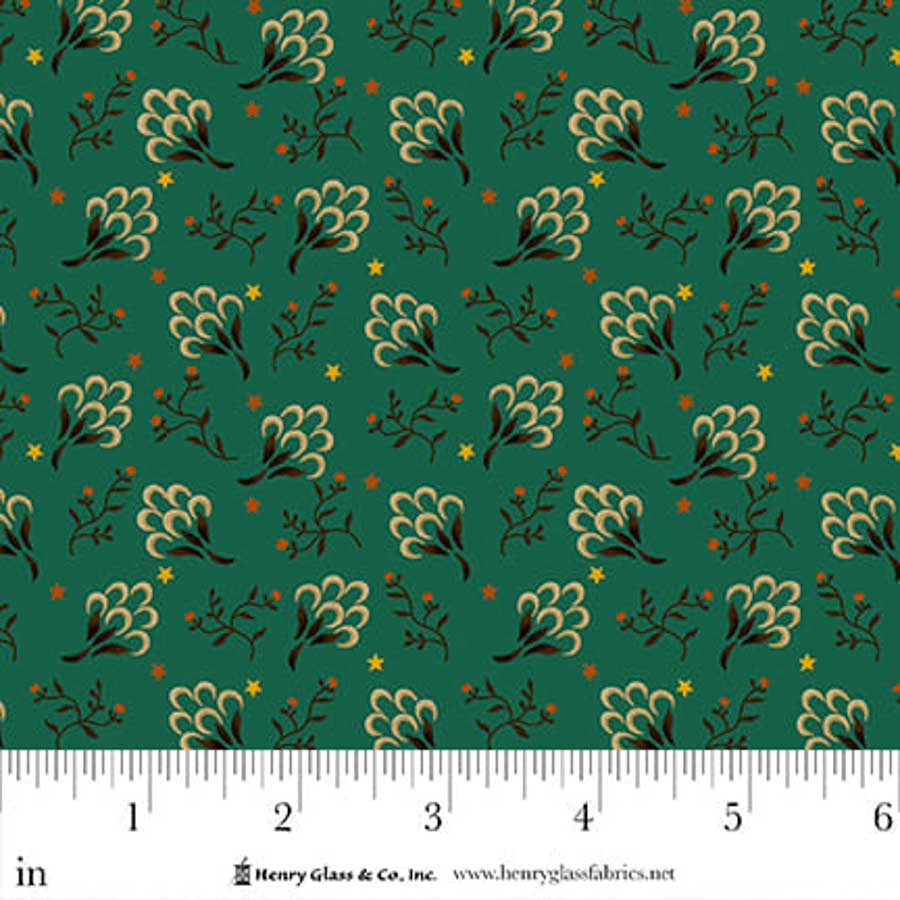 Flower Pot Prints Quilt Fabric by Kim Diehl - Clover Patch in Teal - 1118-77