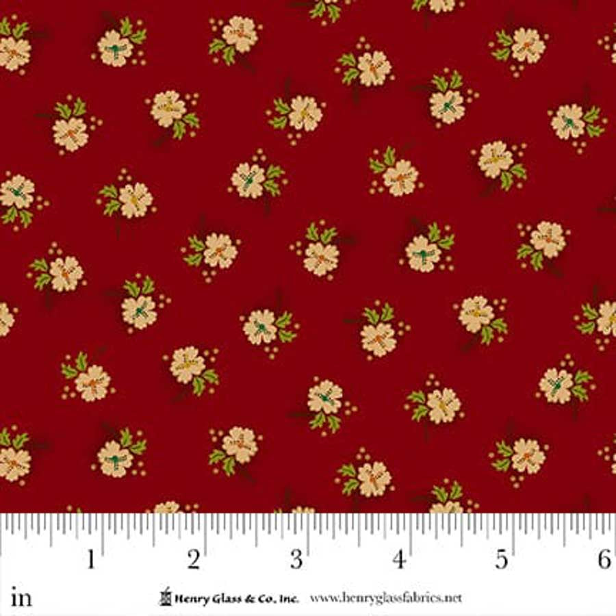 Flower Pot Prints Quilt Fabric by Kim Diehl - Daisy Blossoms in Red - 1113-88