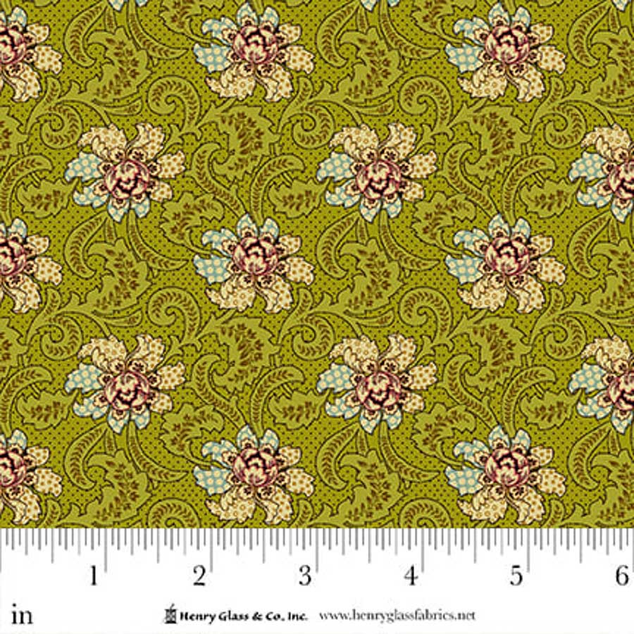 Flower Pot Prints Quilt Fabric by Kim Diehl - Fancies and Foulards in Green - 1111-66