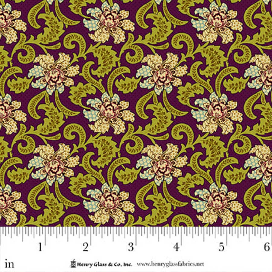 Flower Pot Prints Quilt Fabric by Kim Diehl - Fancies and Foulards in Plum Purple - 1111-56