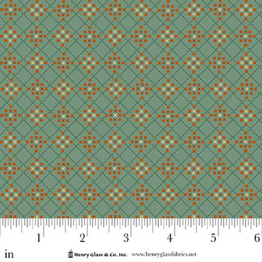Flower Pot Prints Quilt Fabric by Kim Diehl - Garden Trellis in Turquoise - 1107-11