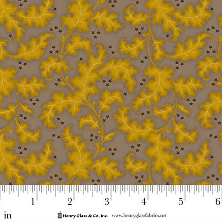 Flower Pot Prints Quilt Fabric by Kim Diehl - Oak Leaves and Berries in Gray - 1109-93
