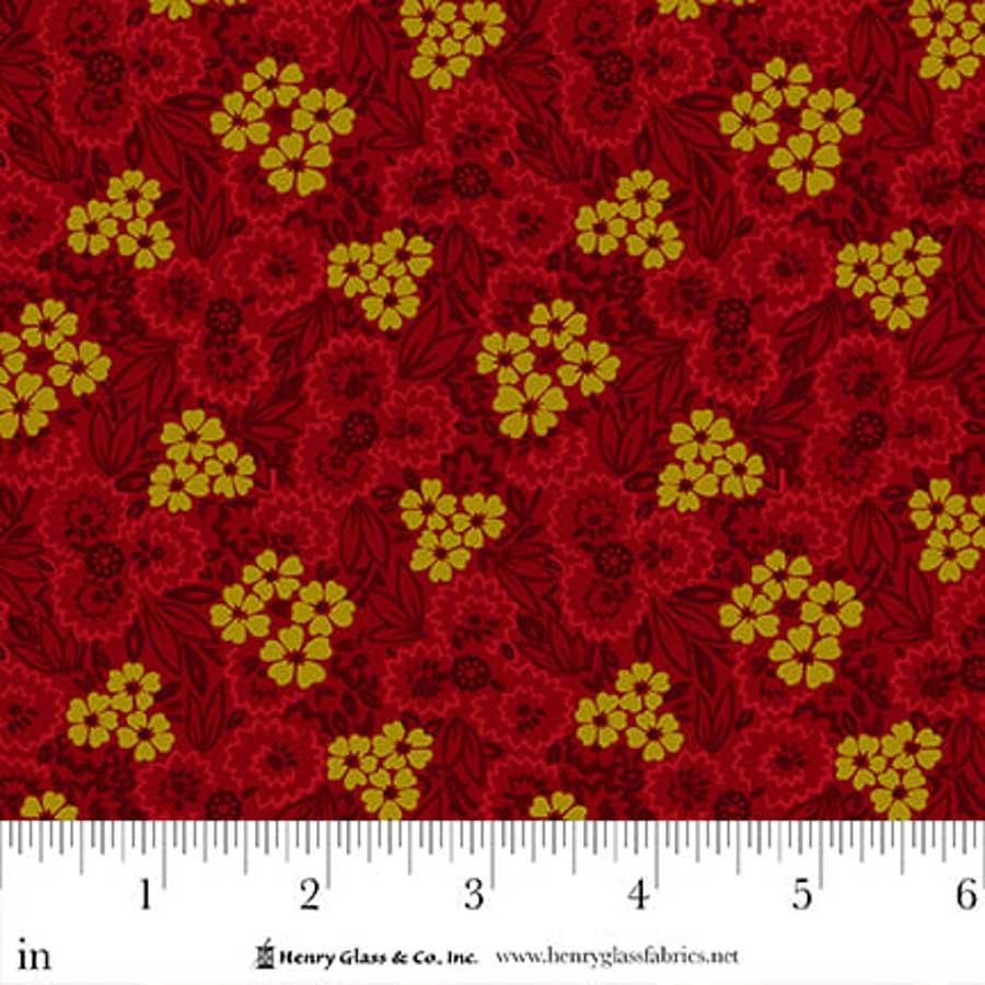 Flower Pot Prints Quilt Fabric by Kim Diehl - Scatter Garden in Red - 1115-88
