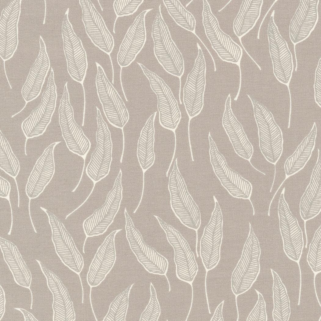 Flower Press Quilt Fabric - Willow Leaf in Stone Gray - 3304 12