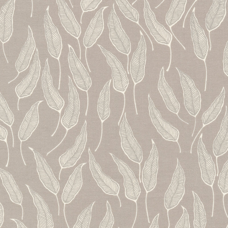 Flower Press Quilt Fabric - Willow Leaf in Stone Gray - 3304 12