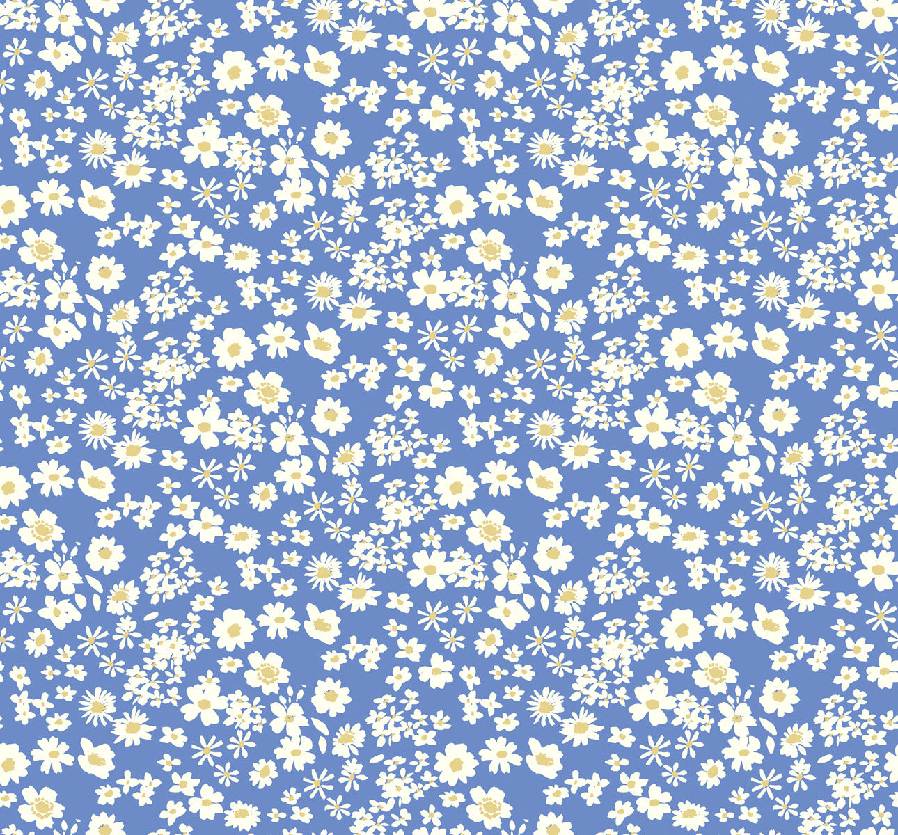 Flowers Collection Quilt Fabric - Ditsy Floral in Cornflower Blue - BG042