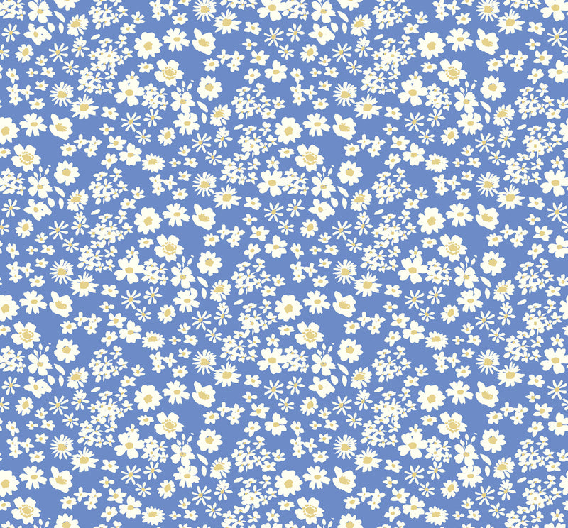 Flowers Collection Quilt Fabric - Ditsy Floral in Cornflower Blue - BG042