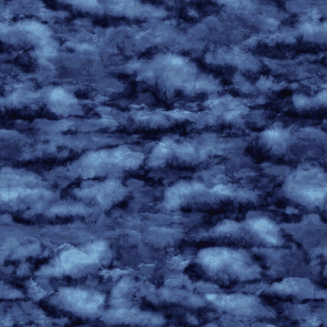 Flying High Quilt Fabric - Clouds in Navy Blue - 2600 30054 N