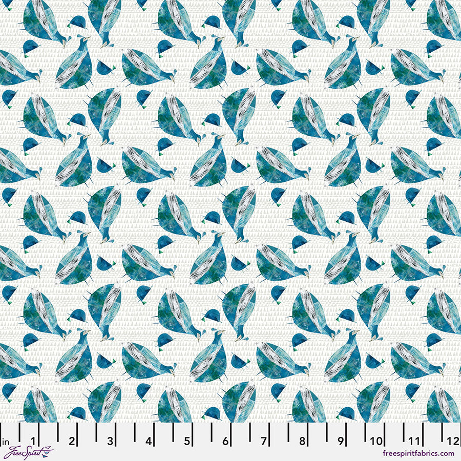 Flying South Quilt Fabric - Mother and Chick in Aqua - PWCY014.AQUA
