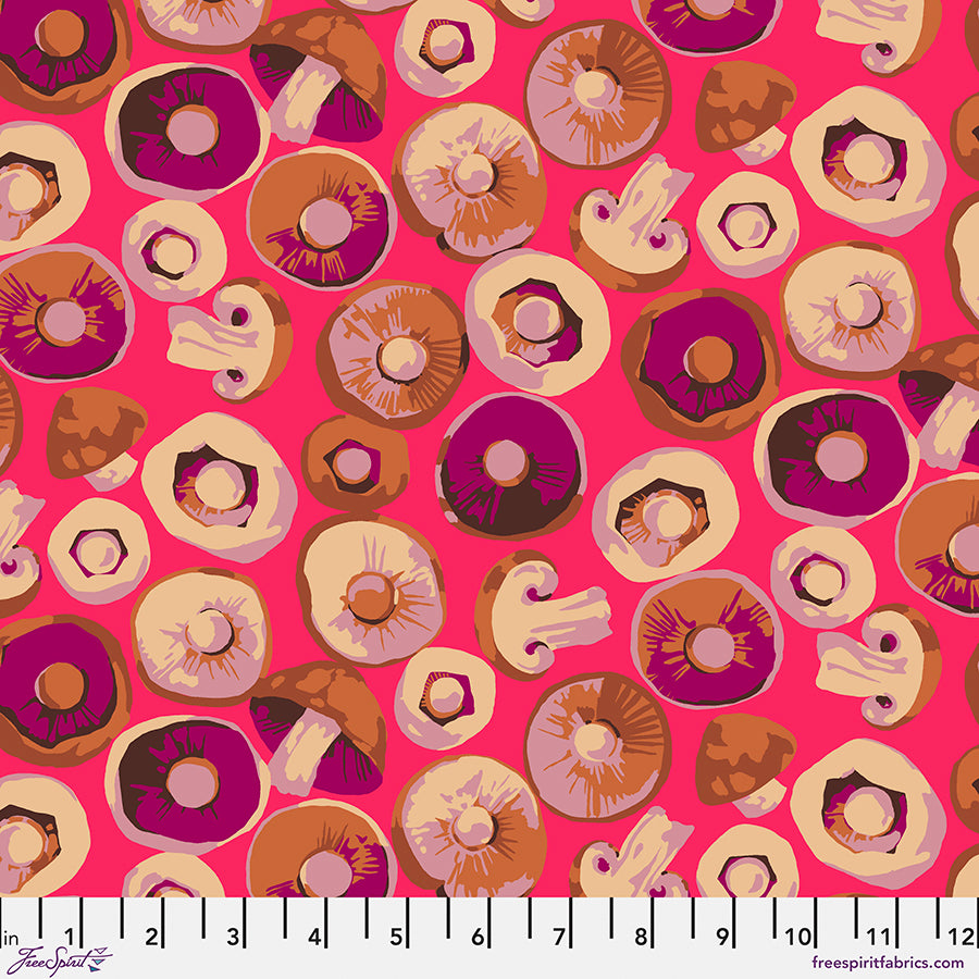 Forage Quilt Fabric - Button Mushroom in Pink - PWMN075.PINK