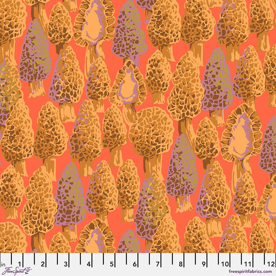 Forage Quilt Fabric - Morel in Coral Orange - PWMN073.CORAL