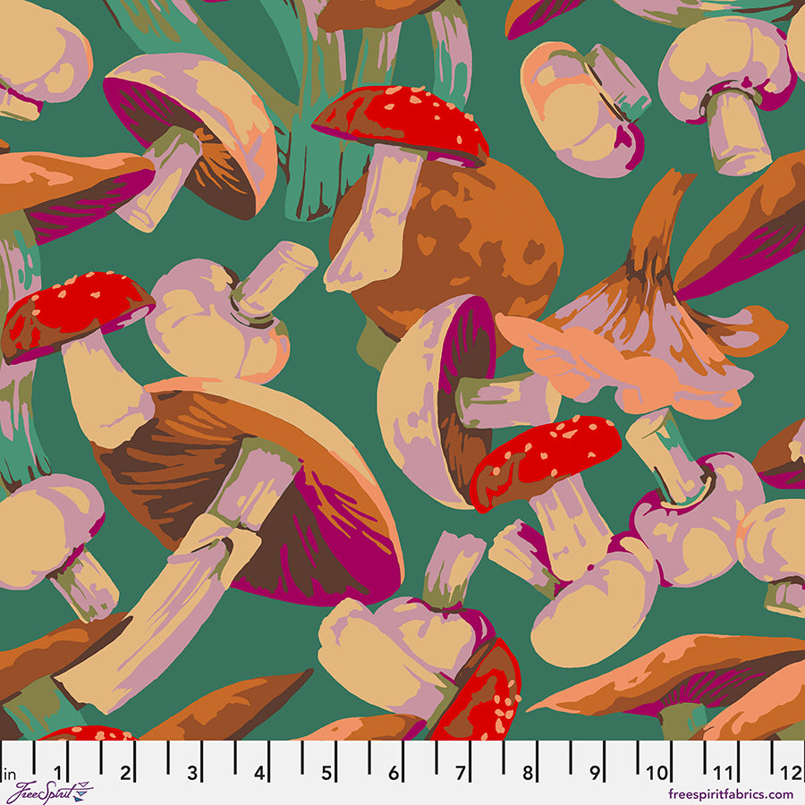 Forage Quilt Fabric - Mushroom Medley in Green - PWMN067.GREEN