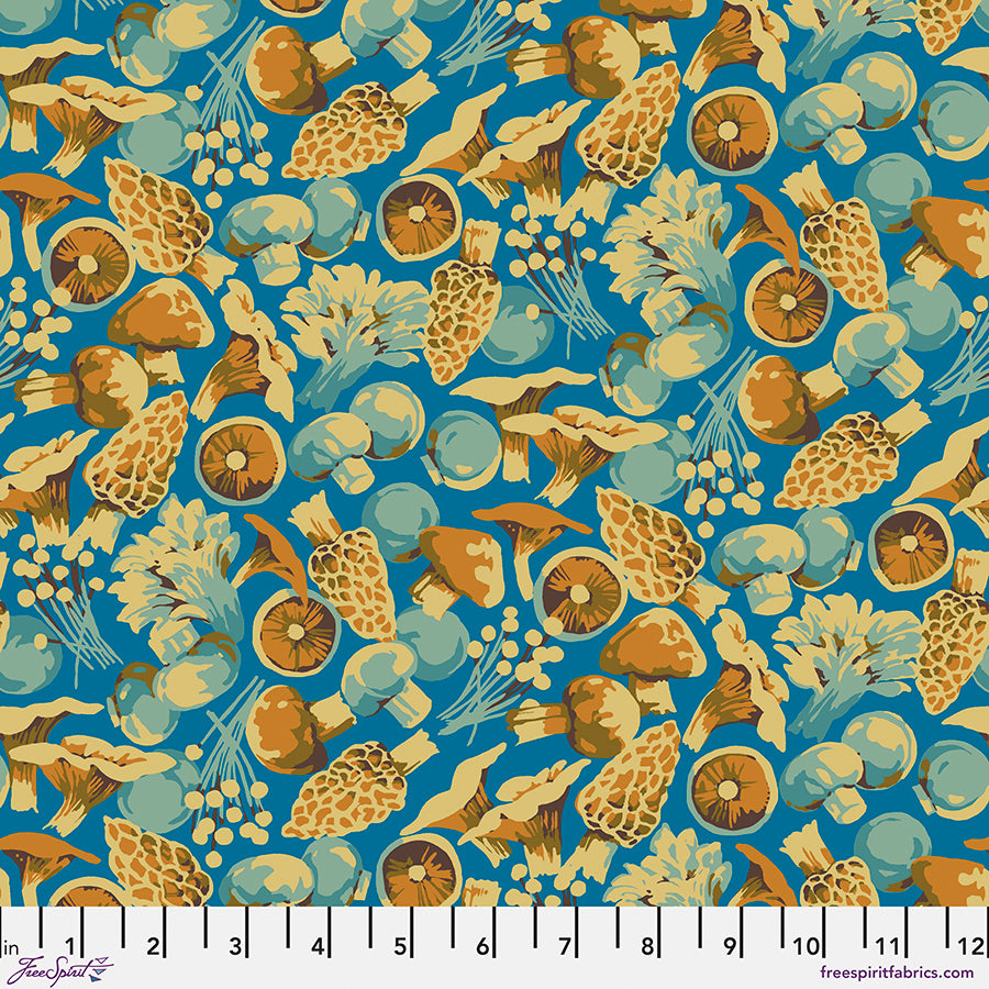 Forage Quilt Fabric - Mushroom Mix in Blue - PWMN076.BLUE