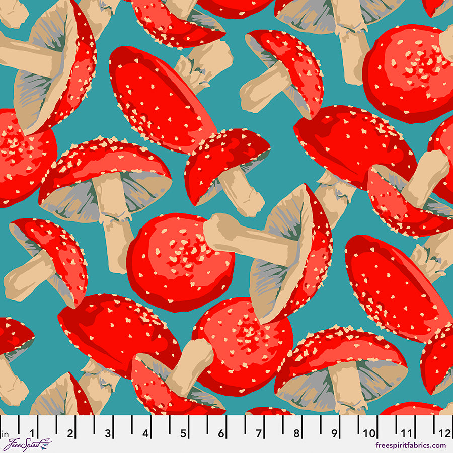 Forage Quilt Fabric - Toadstool in Blue - PWMN070.BLUE