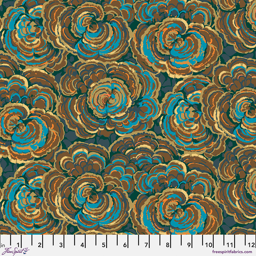 Forage Quilt Fabric - Turkey Tail in Dark Blue - PWMN078.DARKBLUE