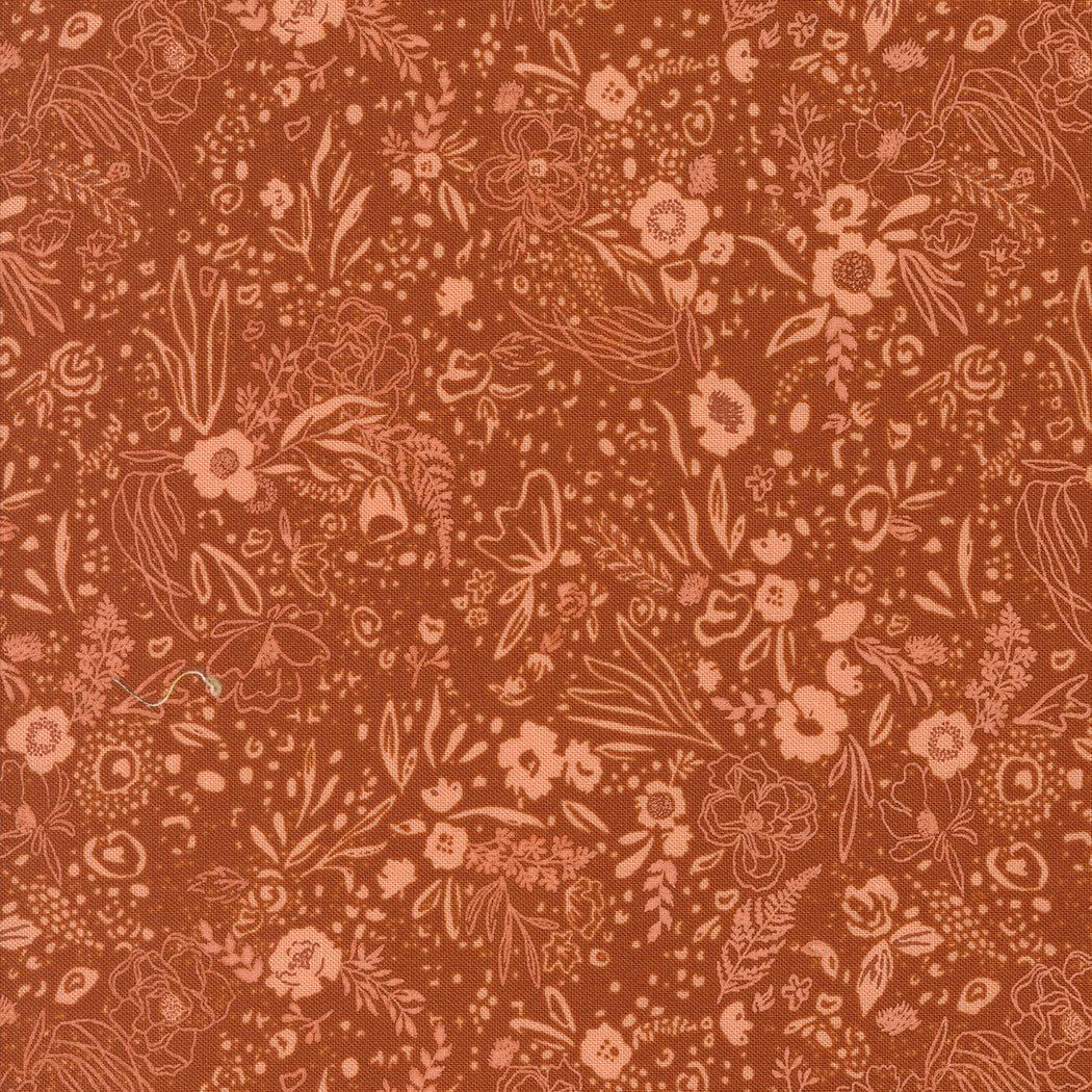 Foraged Found and Hand Me Down Quilt Fabric - Field of Fancy in Spice Rust - 45636 18