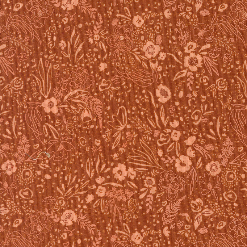Foraged Found and Hand Me Down Quilt Fabric - Field of Fancy in Spice Rust - 45636 18