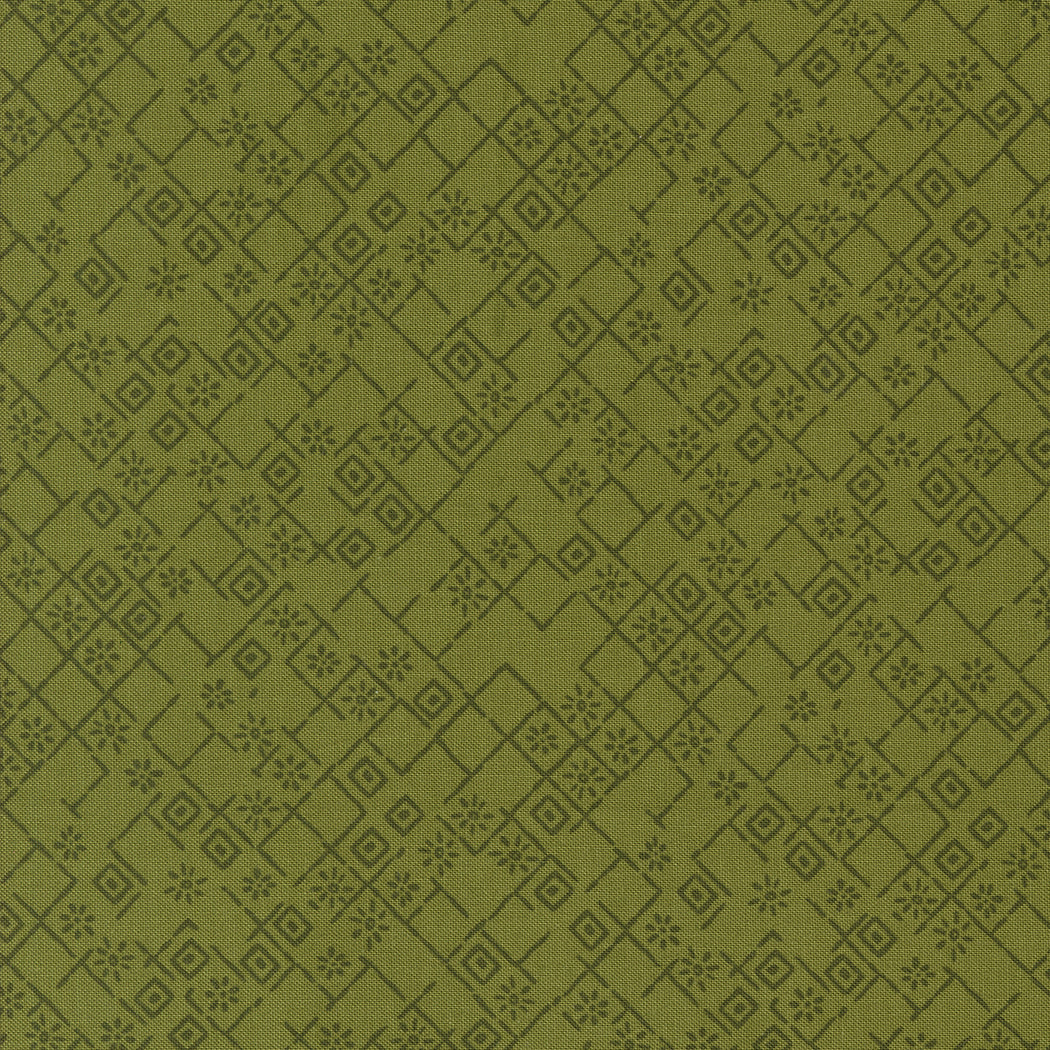 Foraged Found and Hand Me Down Quilt Fabric - Fractured Weave in Fern Green - 45635 21