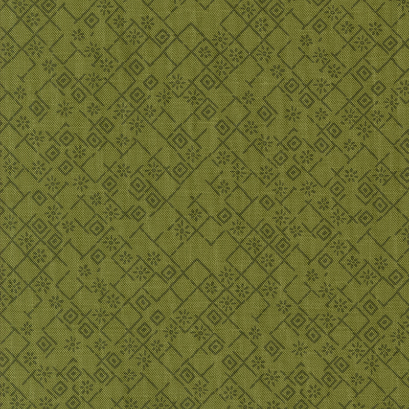 Foraged Found and Hand Me Down Quilt Fabric - Fractured Weave in Fern Green - 45635 21