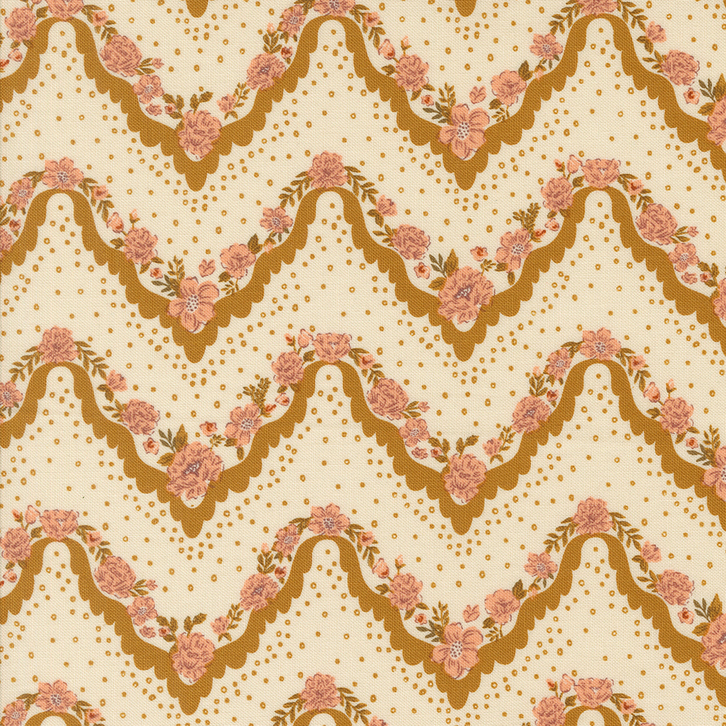 Foraged Found and Hand Me Down Quilt Fabric - Hankie Stripes in Caramel Gold - 45634 11